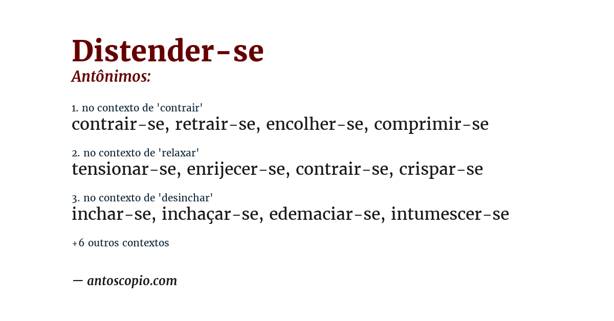 Antônimo de distender-se