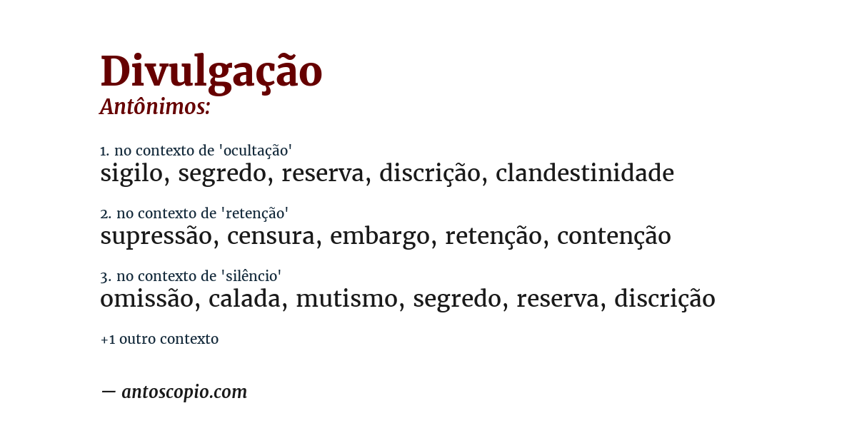 Antônimo de divulgação