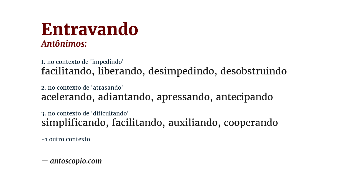Antônimo de entravando