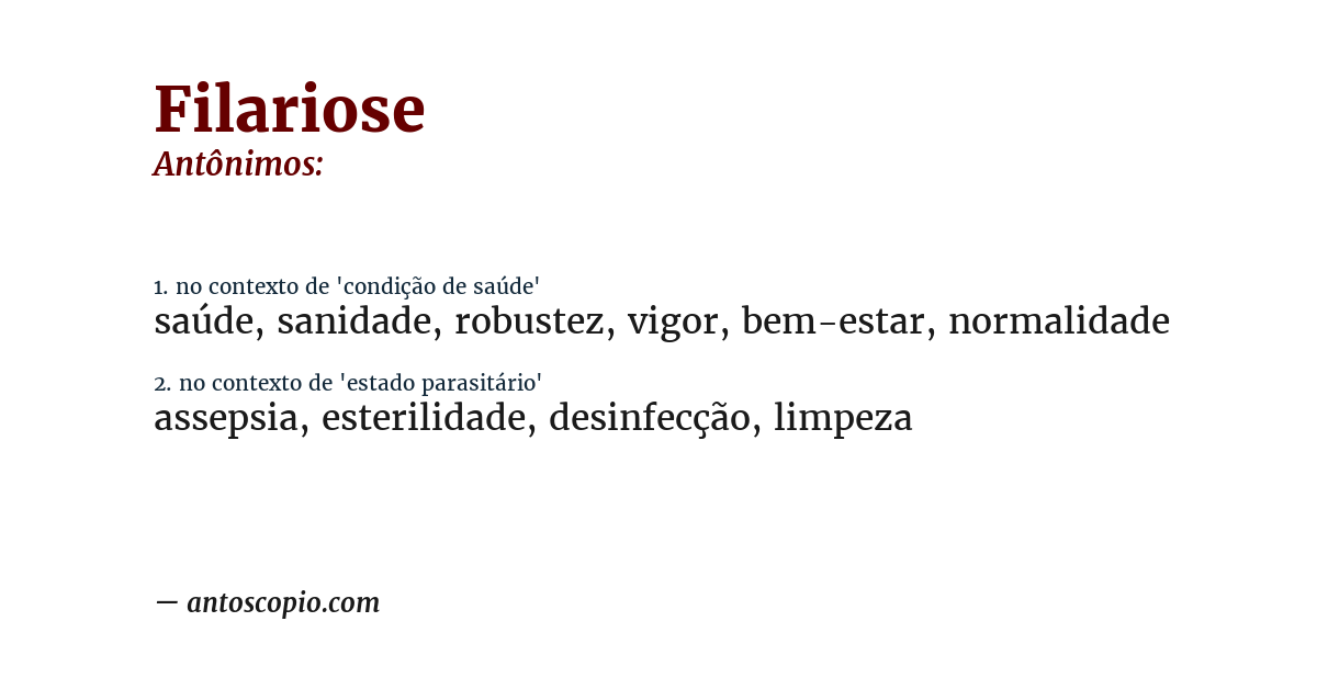 Antônimo de filariose