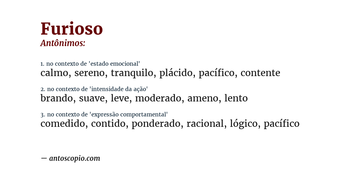 Antônimo de furioso