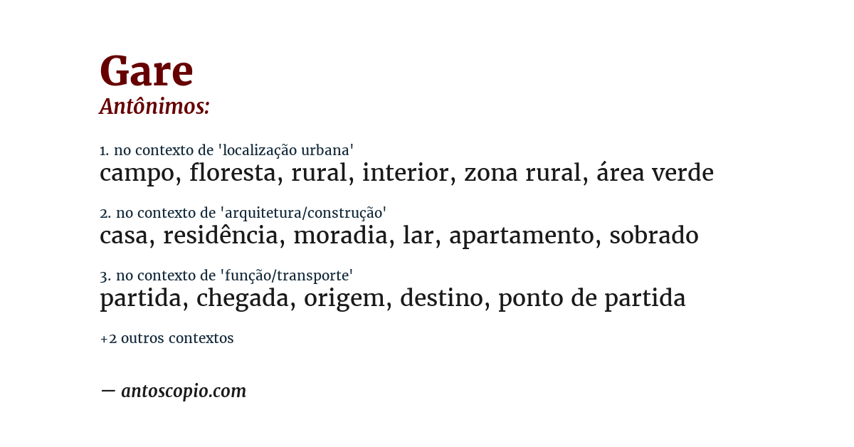 Antônimo de gare