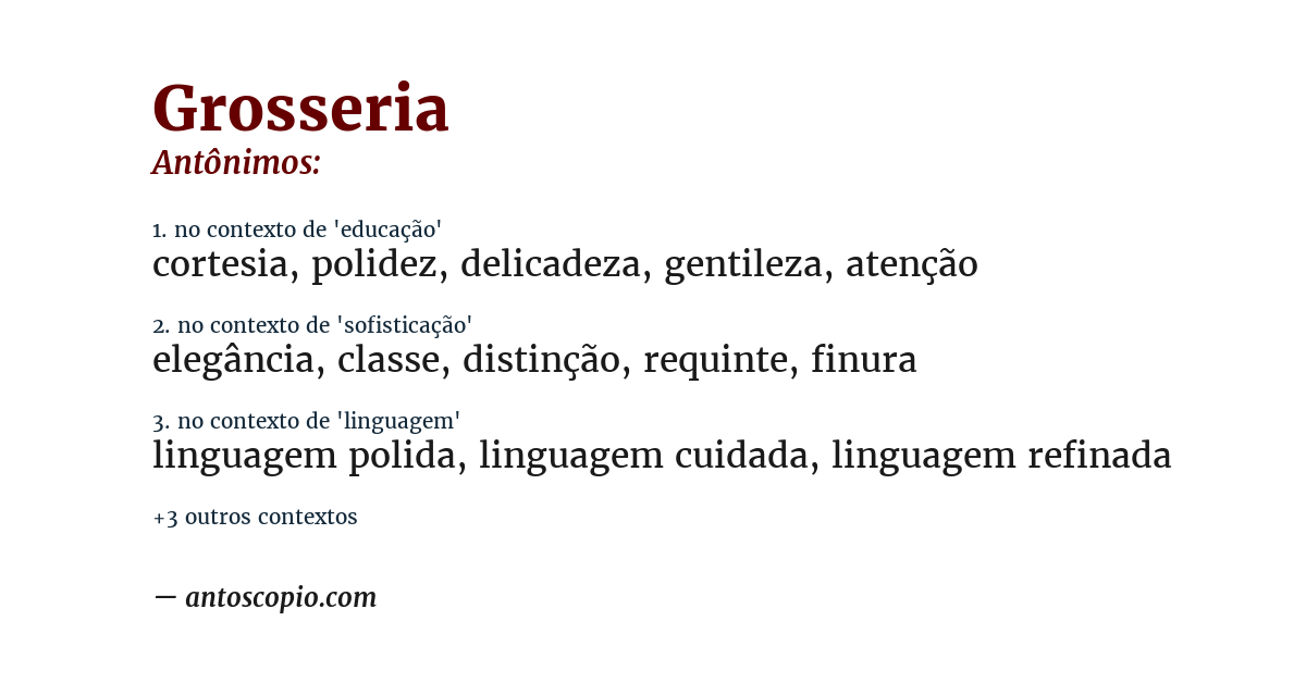 Antônimo de grosseria
