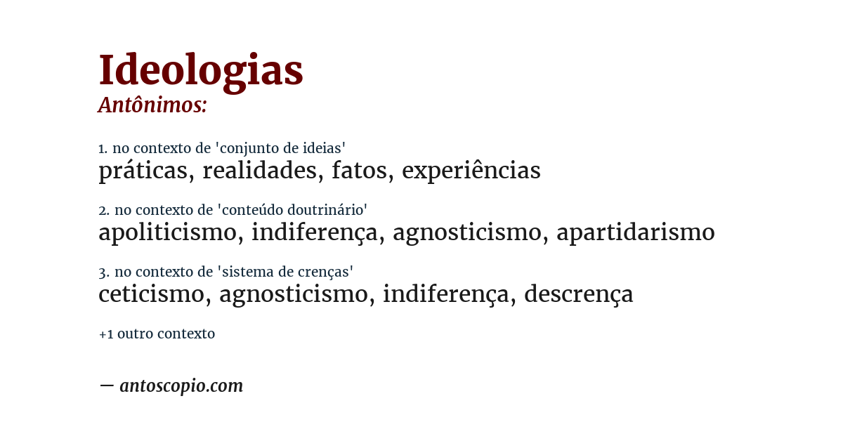 Antônimo de ideologias