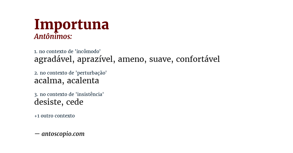 Antônimo de importuna