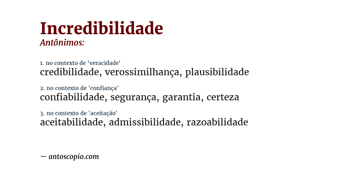 Antônimo de incredibilidade