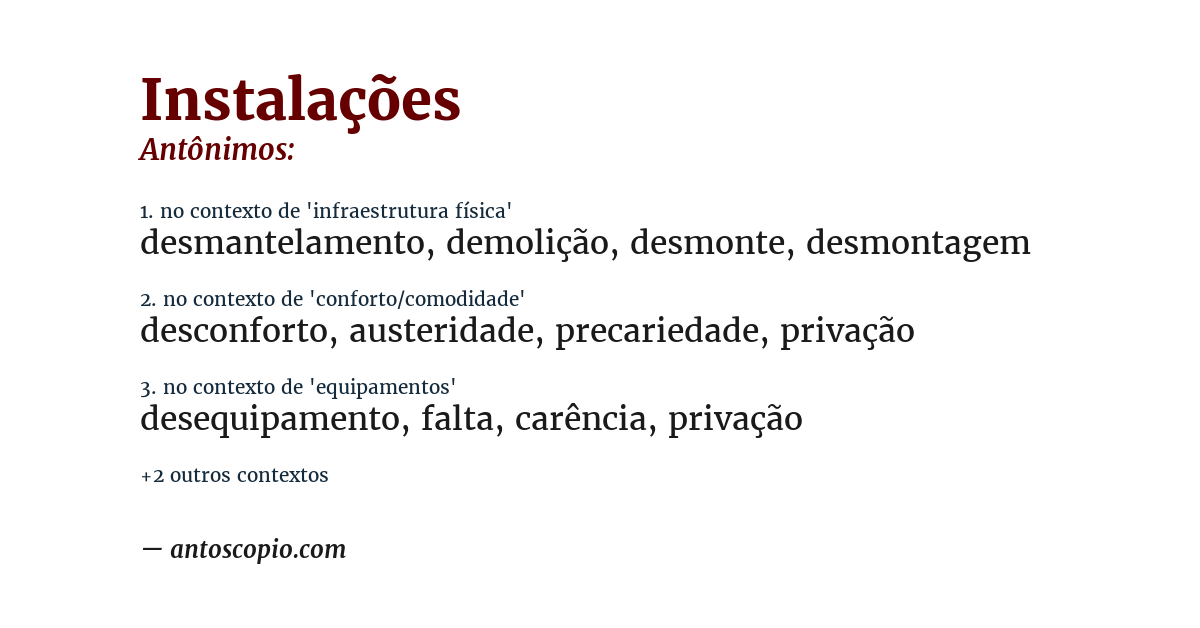 Antônimo de instalações