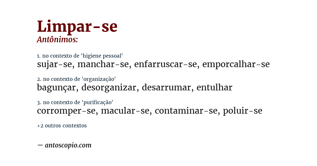 Antônimo de limpar-se
