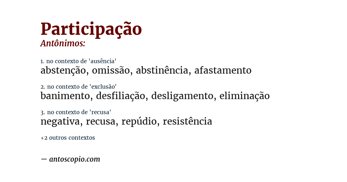 Antônimo de participação