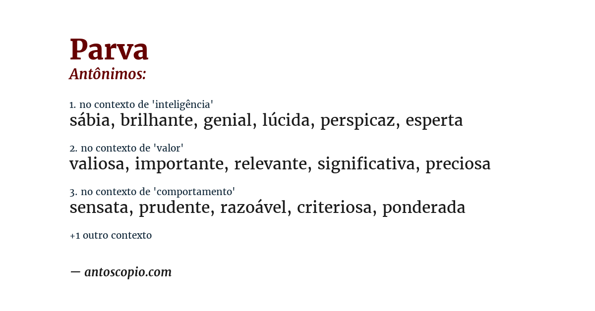 Antônimo de parva