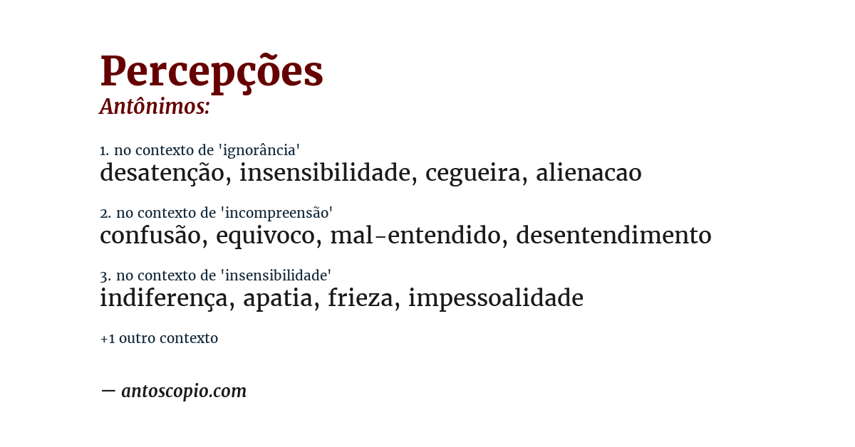 Antônimo de percepções