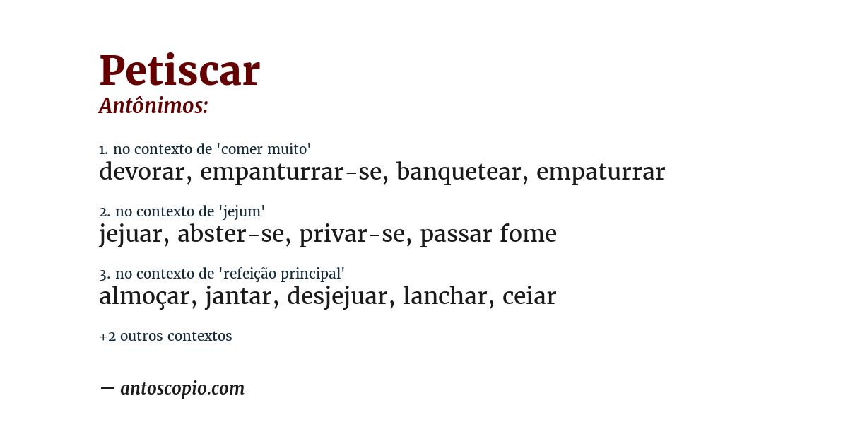 Antônimo de petiscar