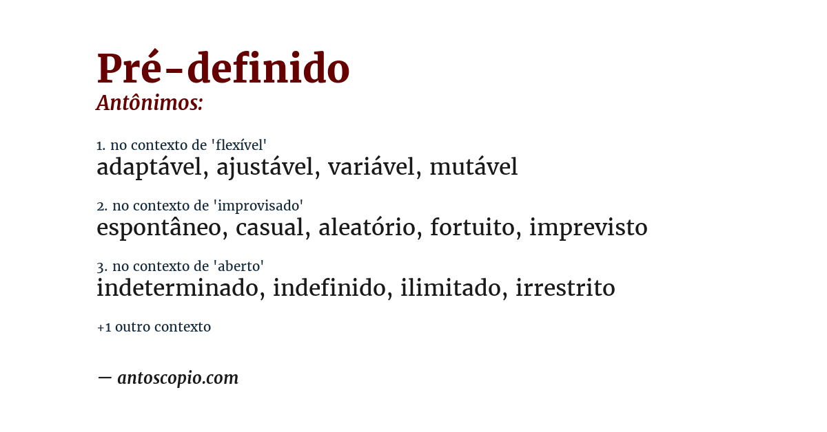 Antônimo de pré-definido