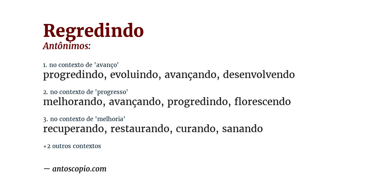 Antônimo de regredindo