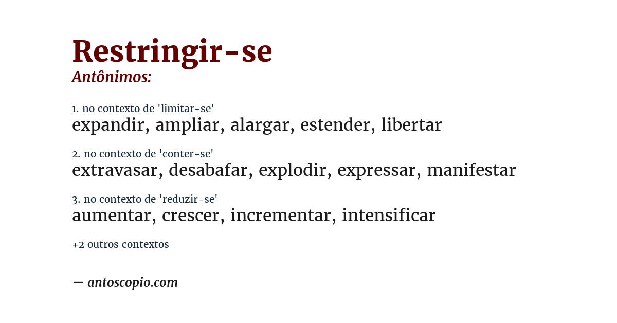 Antônimo de restringir-se