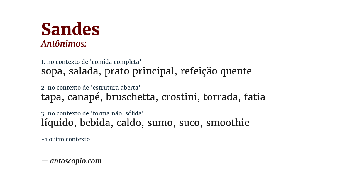 Antônimo de sandes