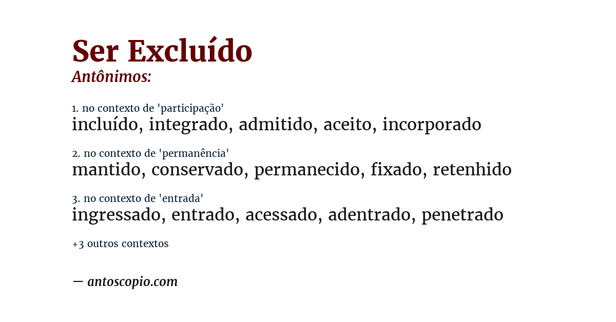 Antônimo de ser excluído