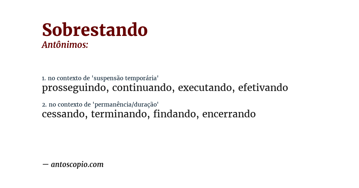 Antônimo de sobrestando