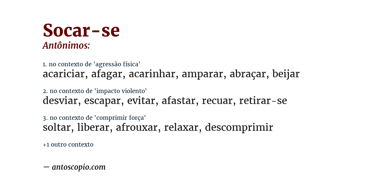 Antônimo de socar-se