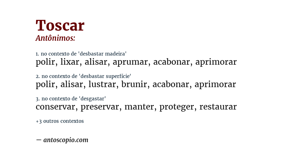 Antônimo de toscar