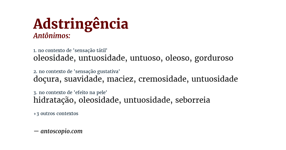 Antônimo de adstringência