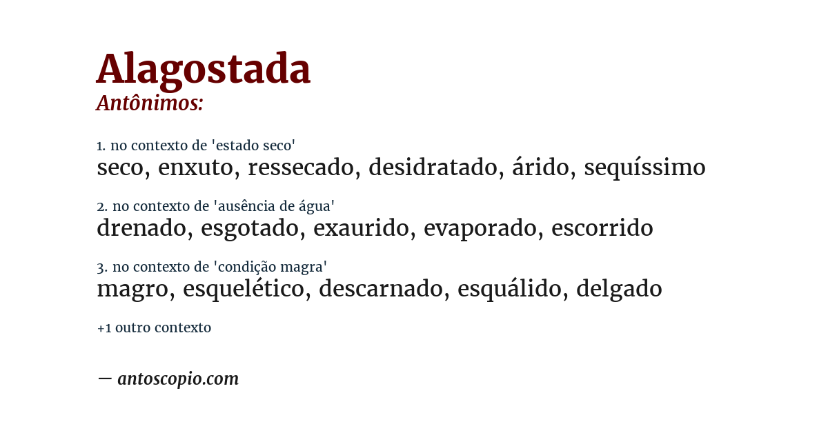 Antônimo de alagostada