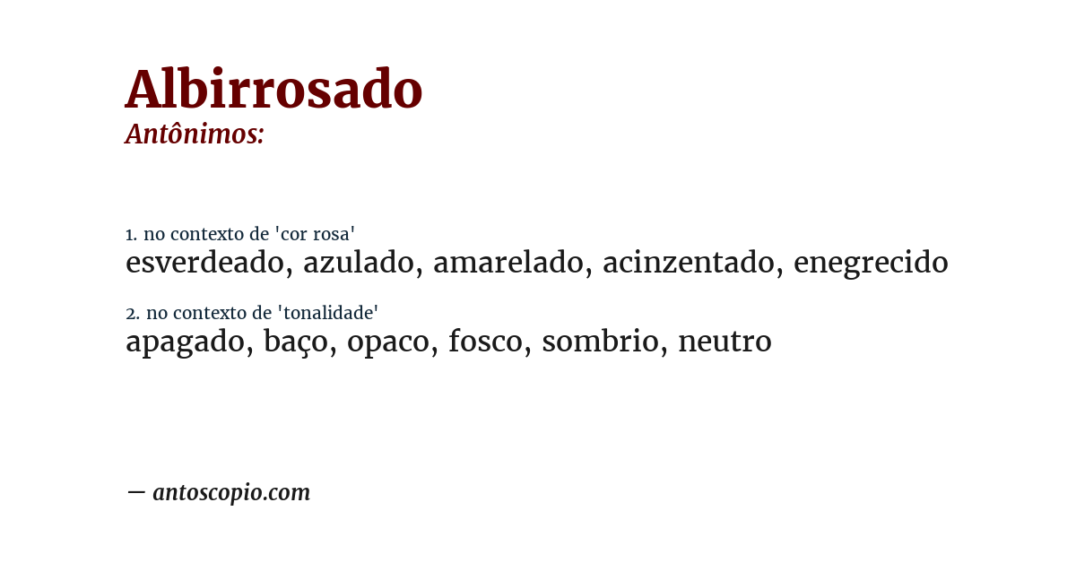 Antônimo de albirrosado