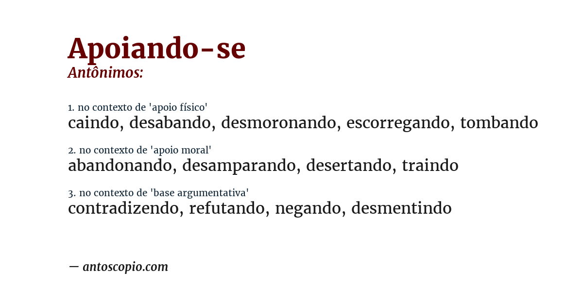 Antônimo de apoiando-se