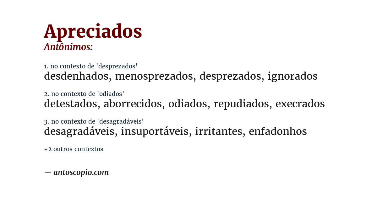 Antônimo de apreciados