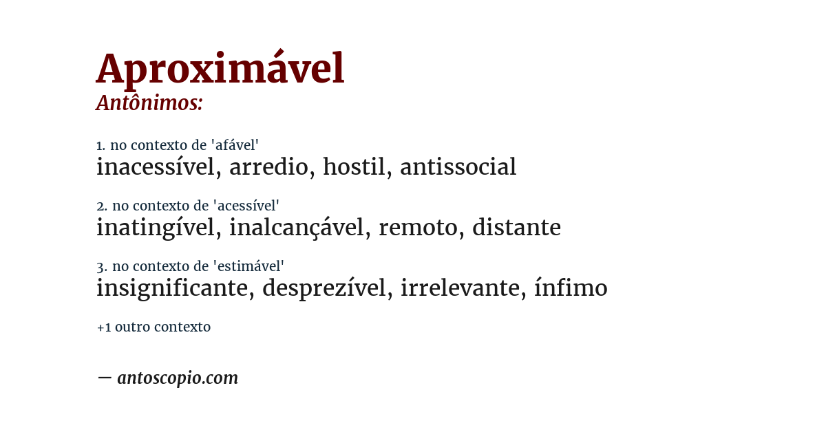Antônimo de aproximável