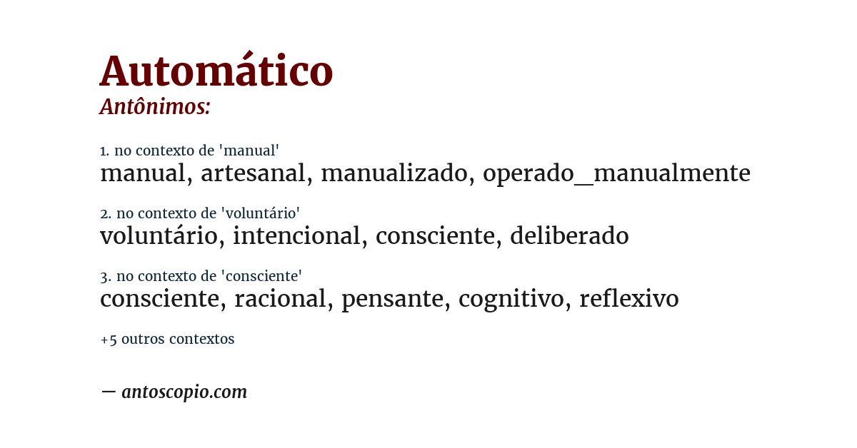 Antônimo de automático