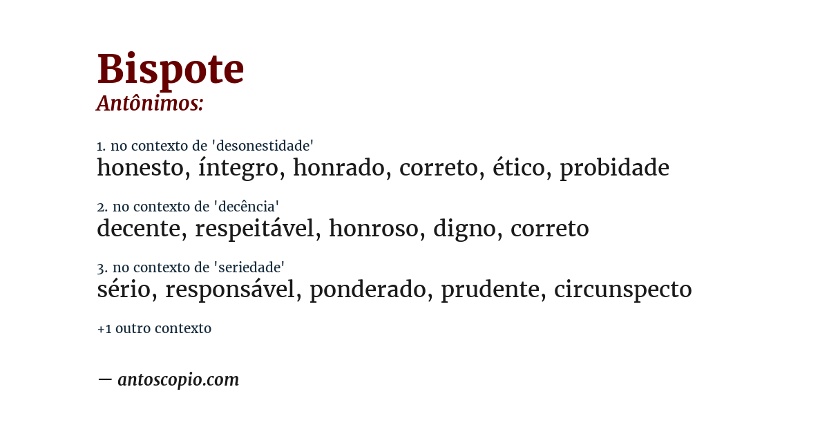 Antônimo de bispote
