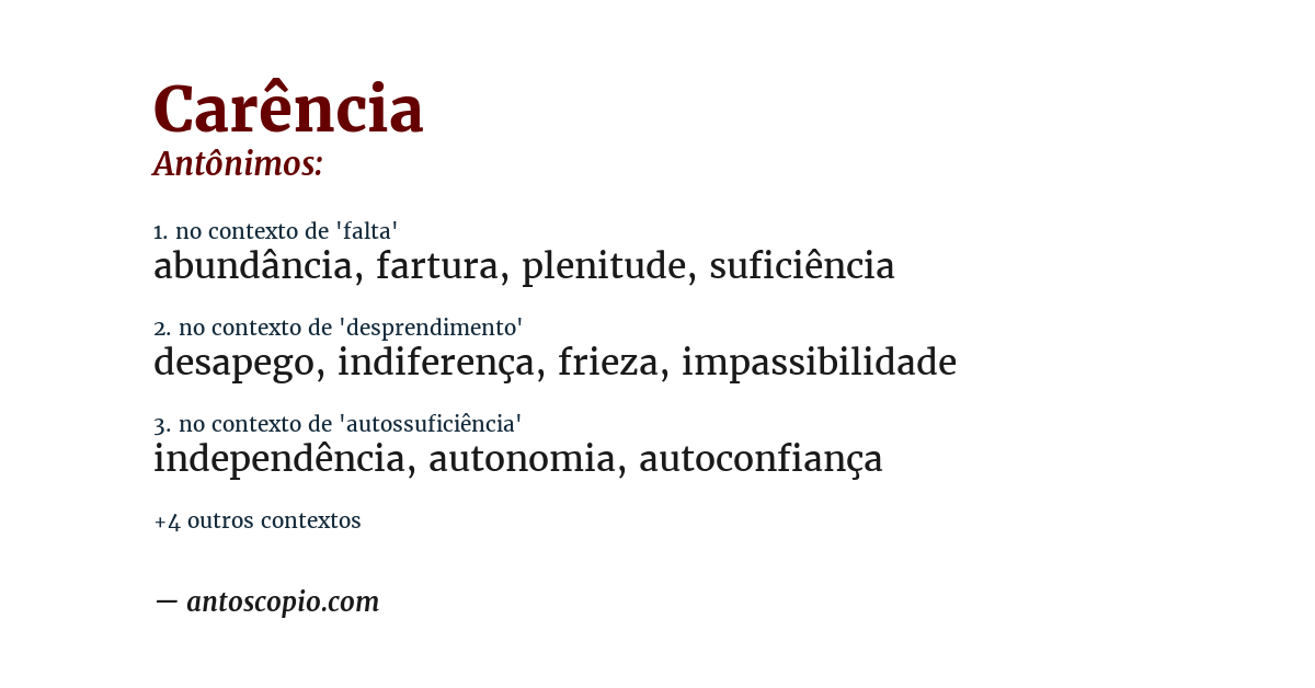Antônimo de carência