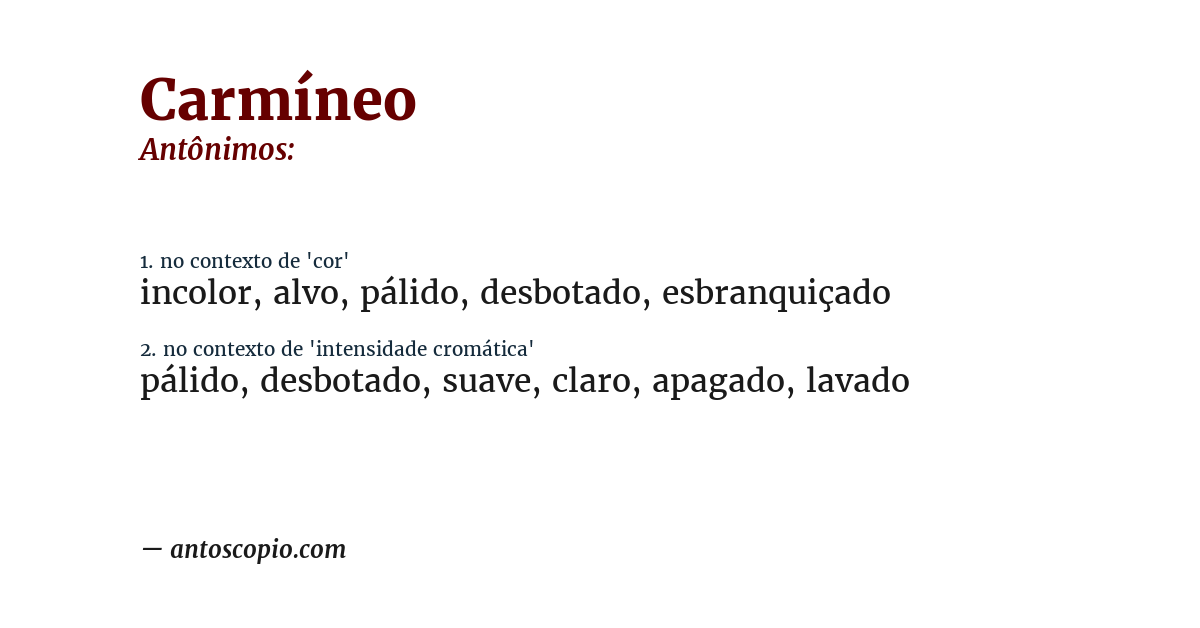 Antônimo de carmíneo