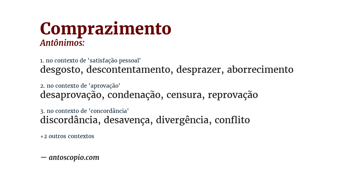 Antônimo de comprazimento