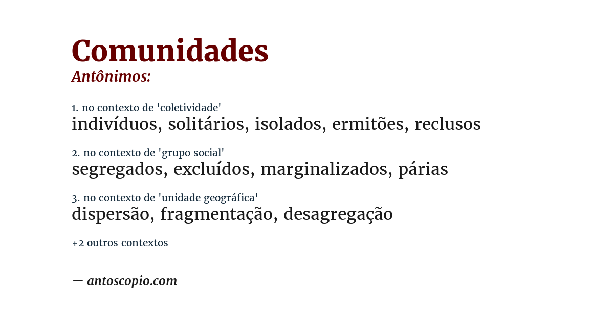 Antônimo de comunidades