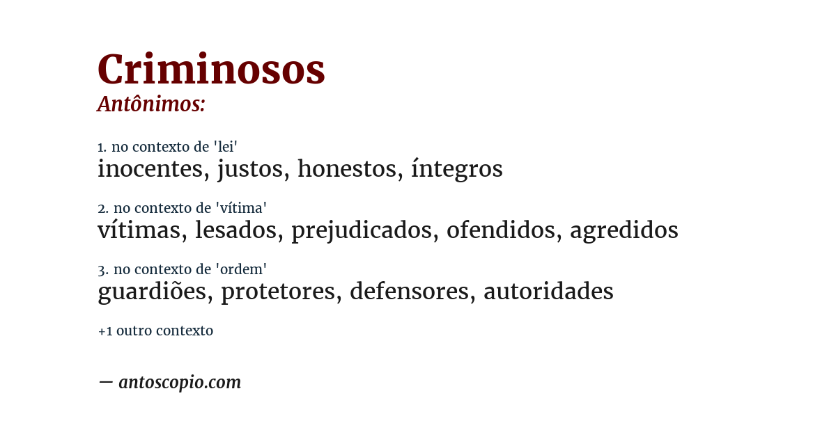 Antônimo de criminosos