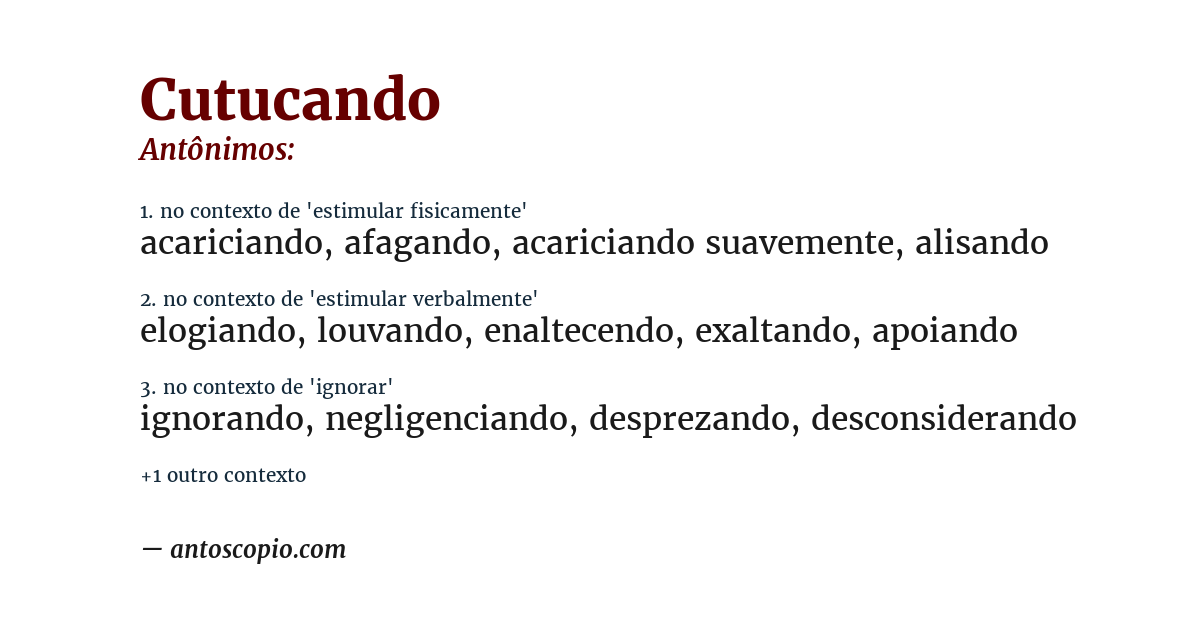 Antônimo de cutucando