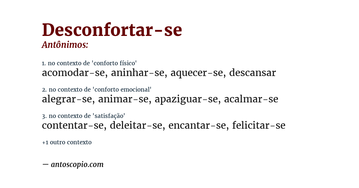 Antônimo de desconfortar-se