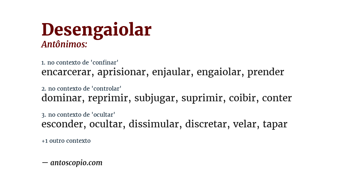 Antônimo de desengaiolar