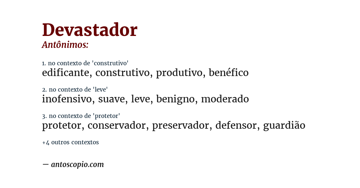Antônimo de devastador