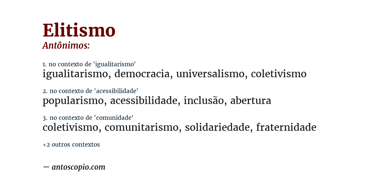 Antônimo de elitismo