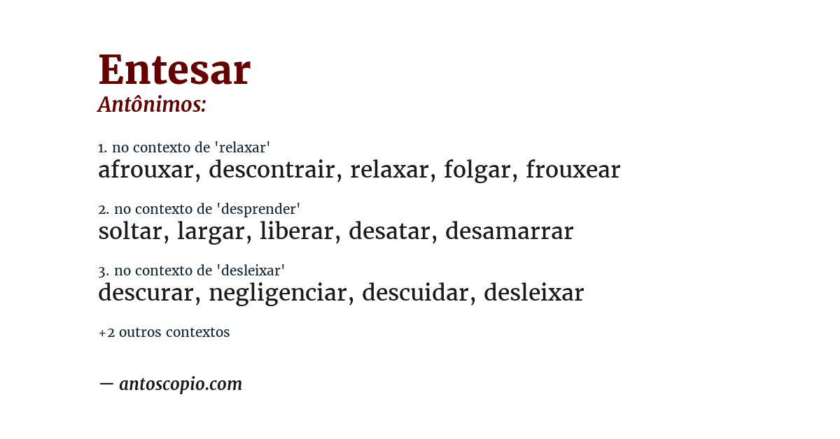 Antônimo de entesar