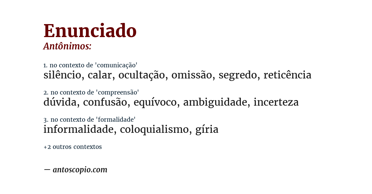 Antônimo de enunciado