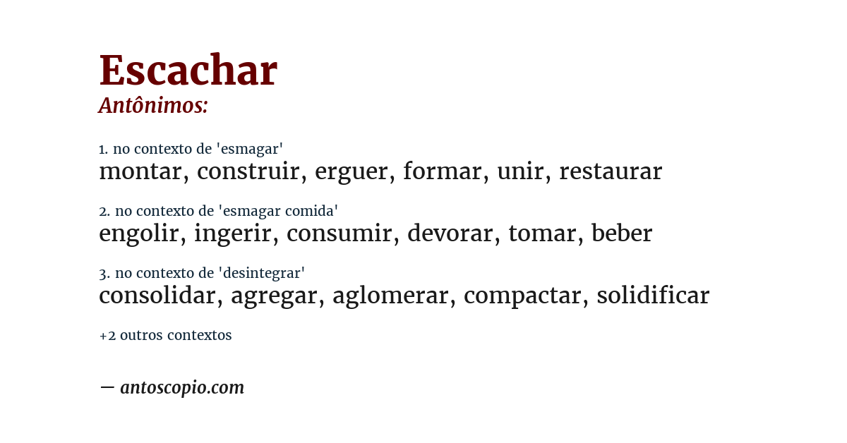 Antônimo de escachar