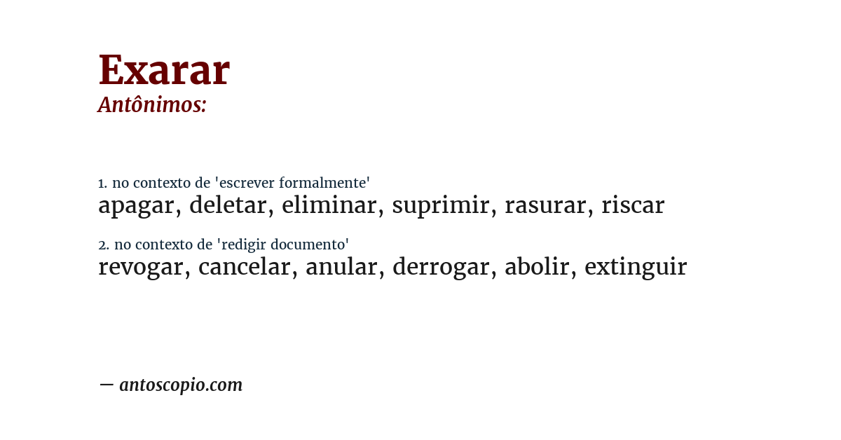 Antônimo de exarar