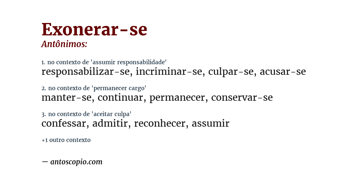 Antônimo de exonerar-se