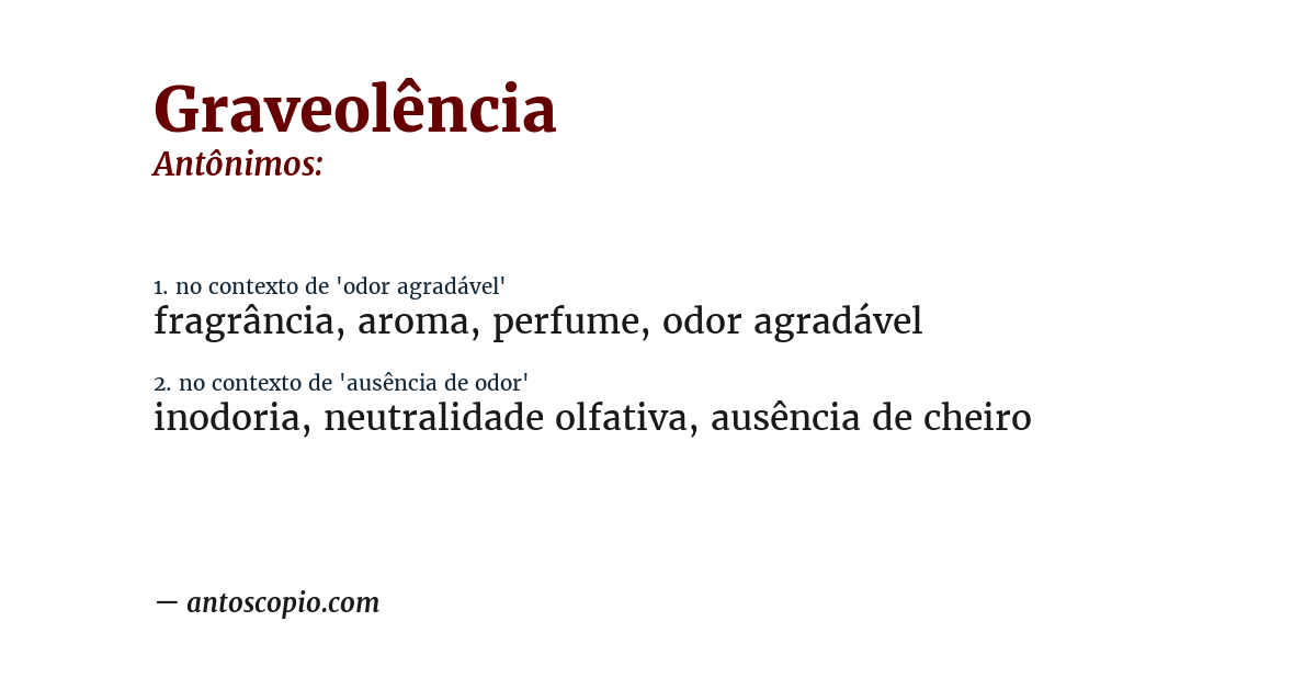 Antônimo de graveolência