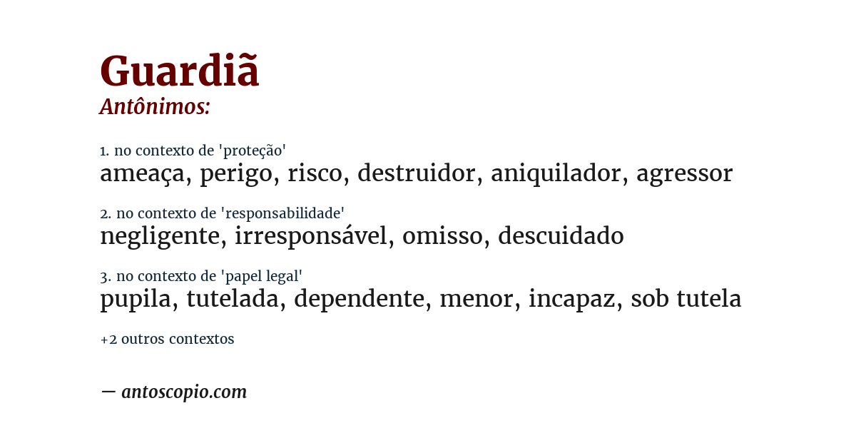 Antônimo de guardiã