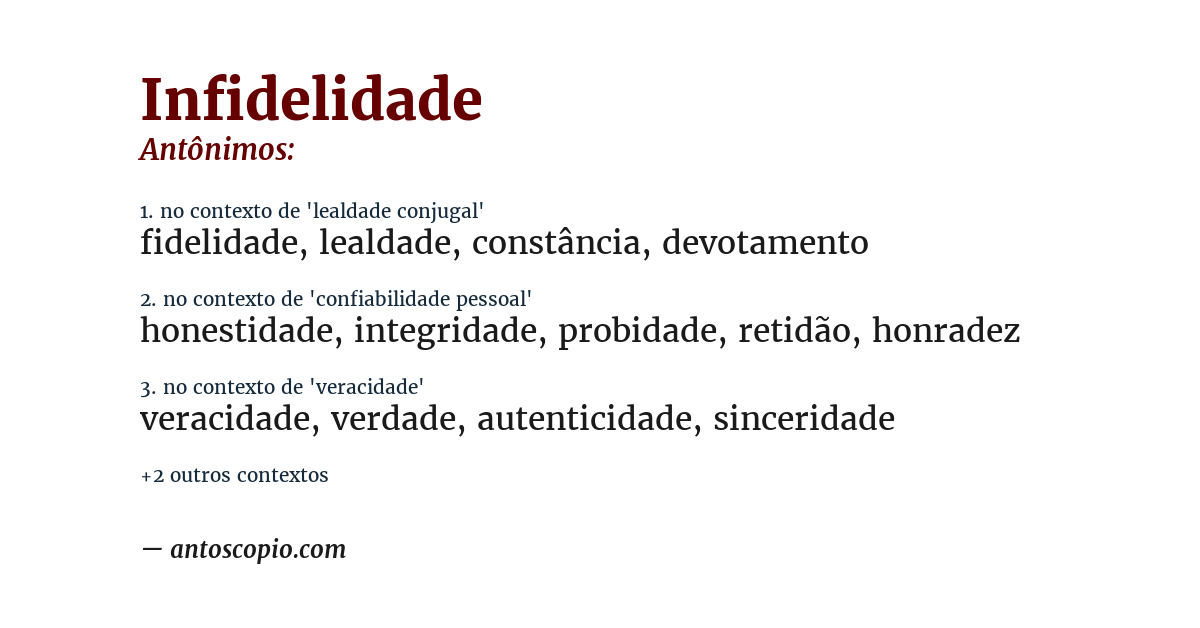 Antônimo de infidelidade